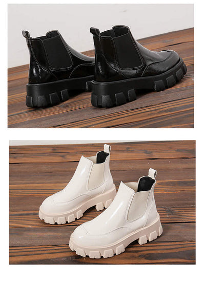 Botas de Cuero Charol con Tacón Cuña - Versátiles y Elegantes - Image 2