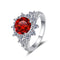 925 Sterling Plateado Ring Female 3 Karat Color Moissanite Affordable Luxury Estilo Ring No 9 Pomegranate Rojo