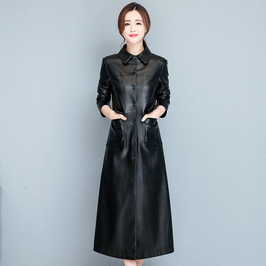 Gabardina de Cuero Fino para Mujer - Elegancia Minimalista