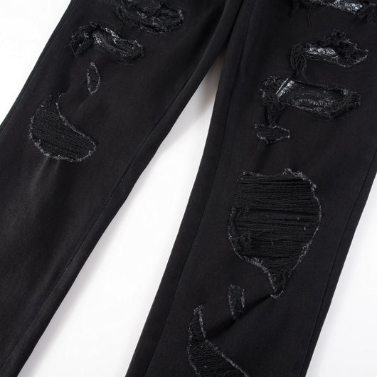 Jeans para Hombre con Parche de Serpiente de Tres Cabezas Bordado - Image 4