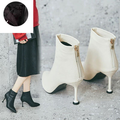 Botas Cortas de Tacón Stiletto para Invierno - Elegancia y Comodidad - Image 3