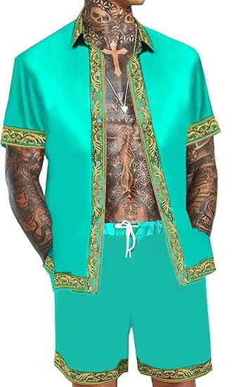 Conjunto Hawaiano Hombre: Camisa y Shorts Holgados de Manga Corta - Image 65