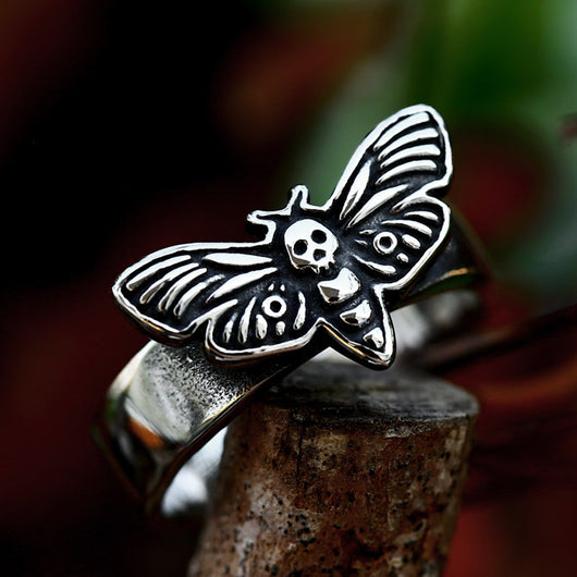 Anillo de Acero Inoxidable Estilo Retro con Diseño de Polilla para Hombre - Image 6