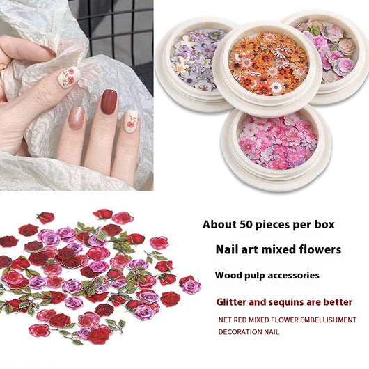 Stickers de Uñas con Flores de Pulpa de Madera - Accesorios DIY para Nail Art - Image 2