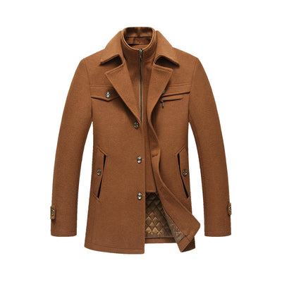 Abrigo de Lana para Hombre Invierno Slim Fit Cuello Desmontable - Image 10