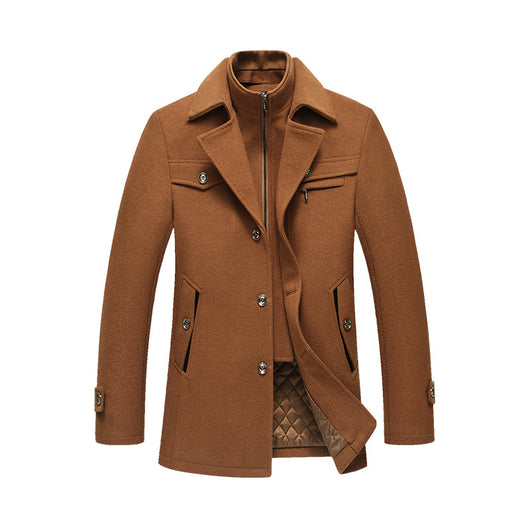 Abrigo de Lana para Hombre Invierno Slim Fit Cuello Desmontable - Image 10