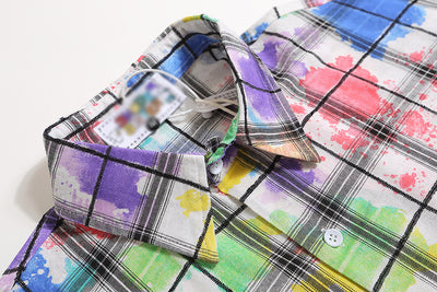 Camisa Manga Corta Tie Dye Cuadros para Hombre - Image 13