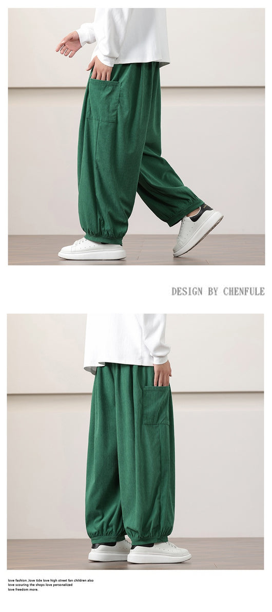 Pantalones Harem de Pana Otoño Estilo Chino para Hombre - Image 19