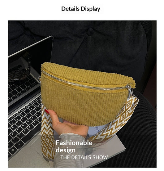 Bolsa Bandolera de Pana para Mujer - Bolso Cruzado de Hombro Único - Image 13