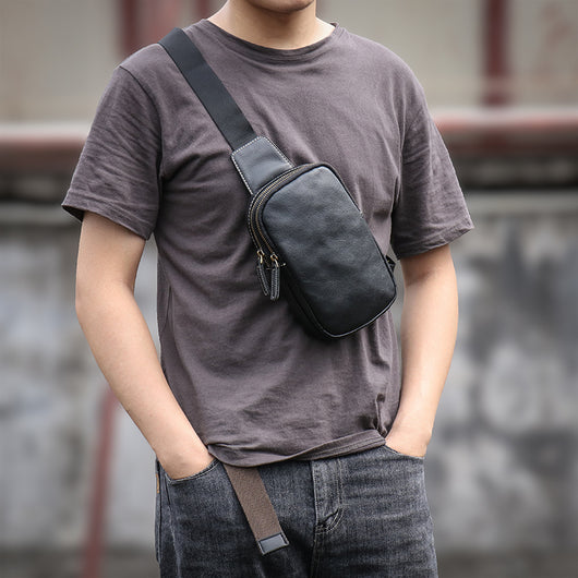 Bolsa de Pecho de Cuero para Hombre - Bandolera Casual - Image 4