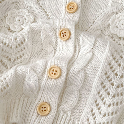 Chaqueta de Punto Tejida a Mano con Flores para Bebé Niña - Algodón Puro - Image 18