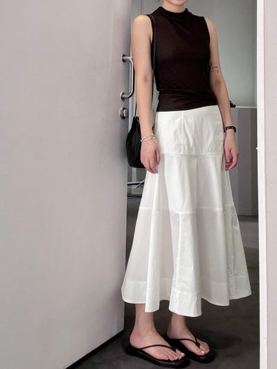 Falda Blanca de Cintura Alta con Detalles Combinados en Algodón - Image 27