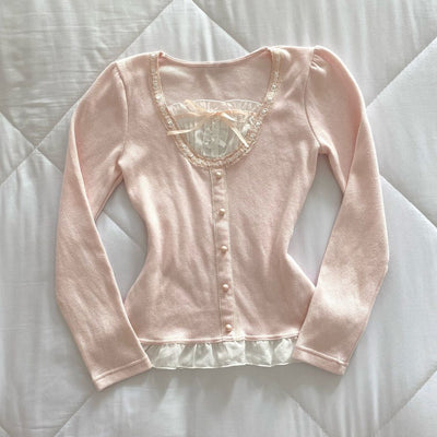 Blusa Manga Larga Rosa Suave para Primavera Temprana - Image 3