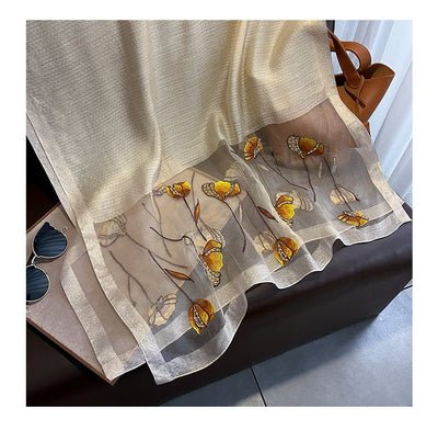 Bufanda de Seda Bordada Estilo Chino con Flores de Perla - Chal Cálido para Mujer - Image 33