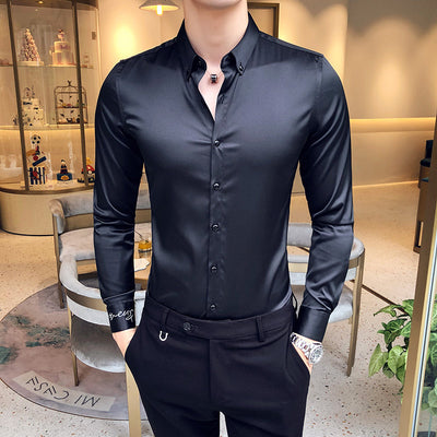 Camisa Casual Británica de Manga Larga para Hombre - Image 11