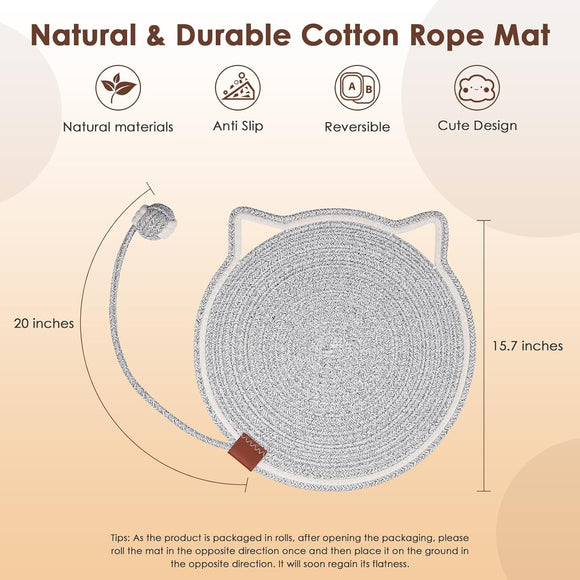 Rascador Circular para Gatos de Cuerda Natural - Protector de Muebles
