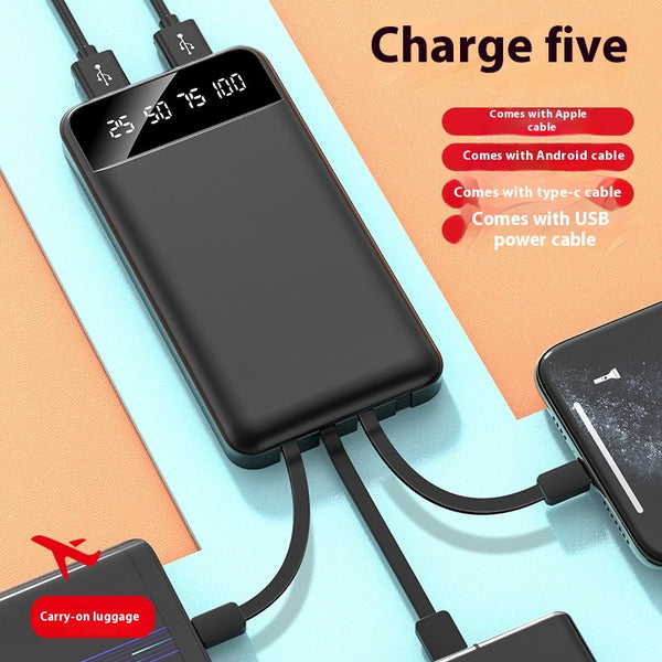 Batería Portátil 20000 mAh con Cable Integrado - Carga Rápida