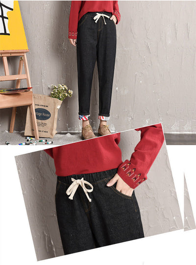 Pantalones Holgados Talla Grande con Roturas y Puños Ajustados - Image 10