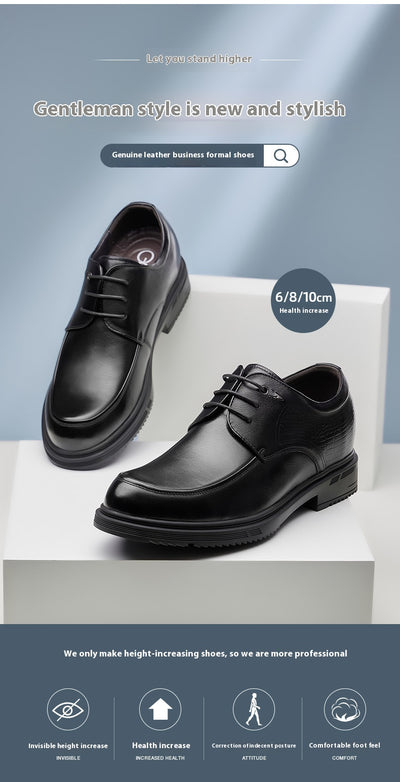 Zapatos Derby de Cuero Genuino con Alzas de 8cm para Hombre - Calzado Formal Ejecutivo - Image 13