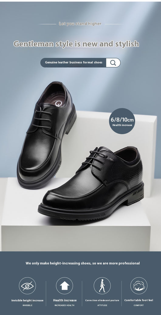 Zapatos Derby de Cuero Genuino con Alzas de 8cm para Hombre - Calzado Formal Ejecutivo - Image 13
