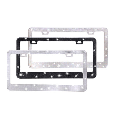 Marco Cromado para Placa de Licencia con Cristales Brillantes - Diseño Acrílico Premium