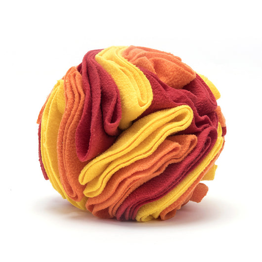 Pet sniffing pad in a ball shape, made of soft polar fleece in shades of pink, purple, and white, for dogs. - Image 17