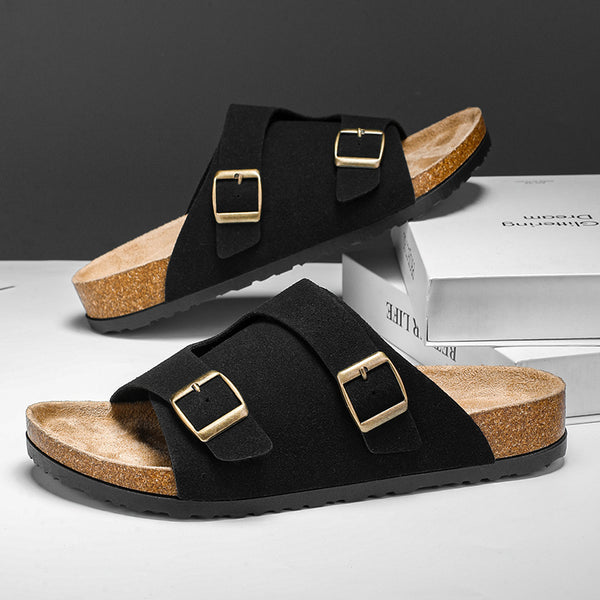 Sandalias Dobles de Ante de Corcho