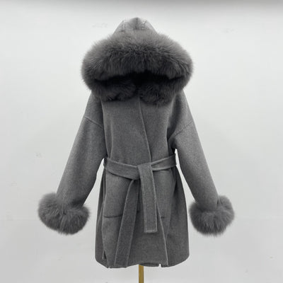 Abrigo de Lana Reversible con Cuello de Pelaje Oversized - Image 7