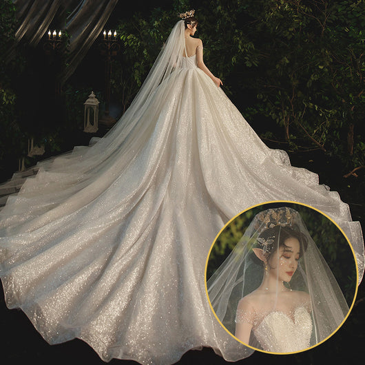 Vestido de Novia Elegante con Corset y Cola Larga - Image 3