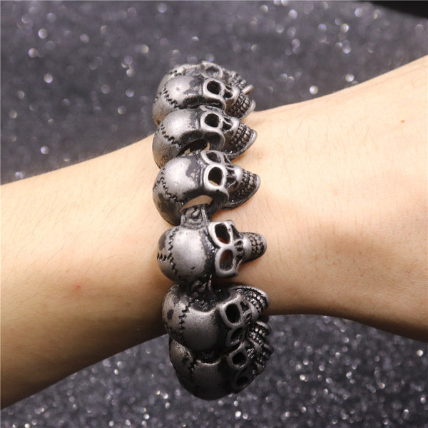 Pulsera de Calavera Retro para Hombre - Estilo Personalidad Fuerte