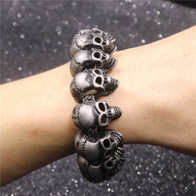 Pulsera de Calavera Retro para Hombre - Estilo Personalidad Fuerte