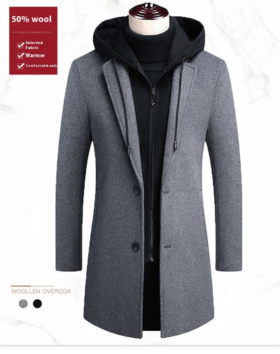 Abrigo de Lana Casual para Hombre con Gorro Desmontable - Image 19