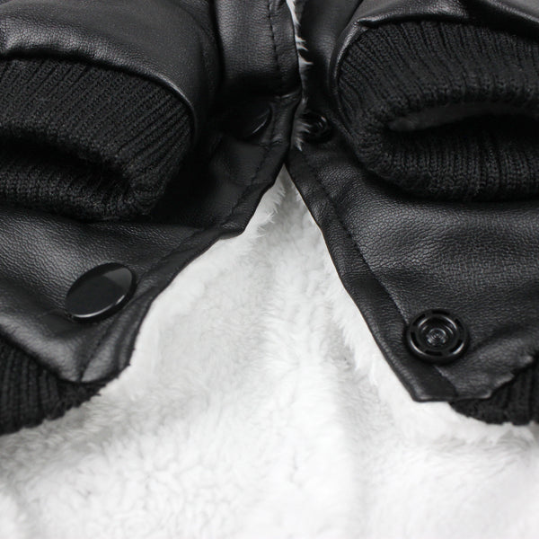 Abrigo de Cuero con Cuello de Piel para Perros - Otoño e Invierno