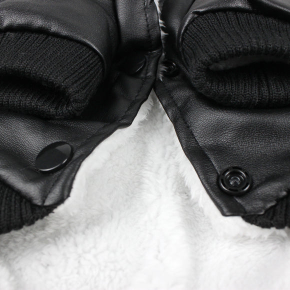 Abrigo de Cuero con Cuello de Piel para Perros - Otoño e Invierno