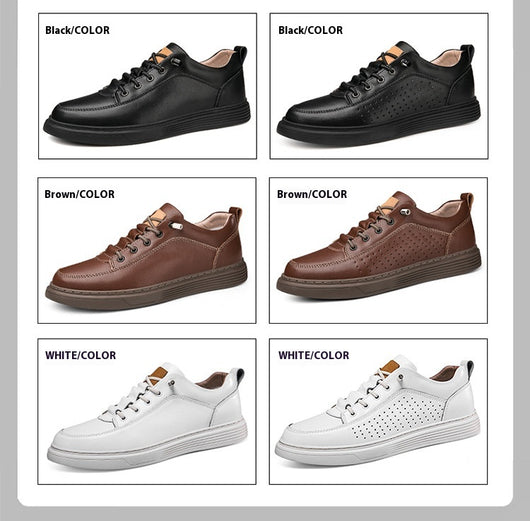 Zapatos Skateboard Cuero Talla Grande Estilo Retro Punching Confort Suave - Image 19