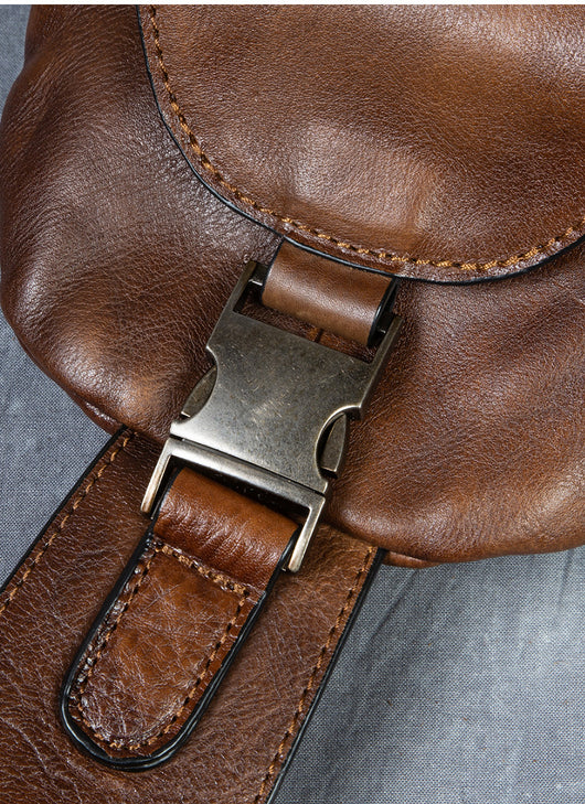 Bolso Mensajero de Cuero Genuino para Hombre - Estilo Retro con Gran Capacidad - Image 9