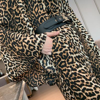 Jumpsuit Estampado Leopardo de Chifón con Manga Larga para Mujer - Image 3