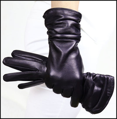 Guantes de Cuero Gamuza Premium para Mujer con Puño Extendido - Image 3