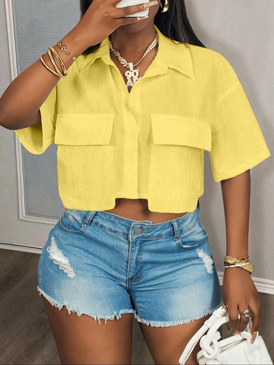 Camiseta Casual para Mujer con Bolsillos - Colores Sólidos - Image 19