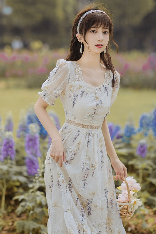 Vestido Cuadrado con Mangas Abullonadas - Primer Amor Delicado - Image 12