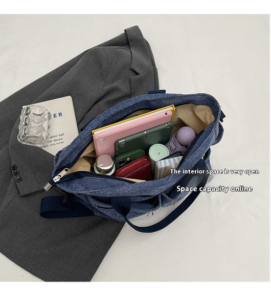 Bolso Tote de Mezclilla Retro Capacidad Extra para Mujer - Image 24