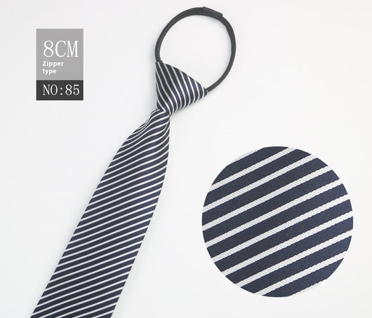 Corbata Negra Rayada Azul con Cierre Rápido - Corbata Ejecutiva Lazy Zip - Image 86