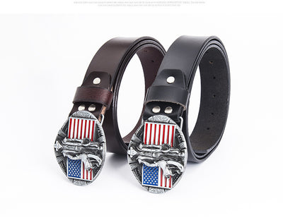 Cinturón de Cuero Genuino con Hebilla Bandera - Estilo Personalizado - Image 11