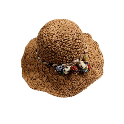Sombrero de Paja Tejido Calado con Ala Ondulada para el Sol - Image 19