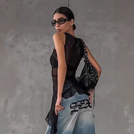 Top Maxi de Tul Negro con Volantes - Image 3