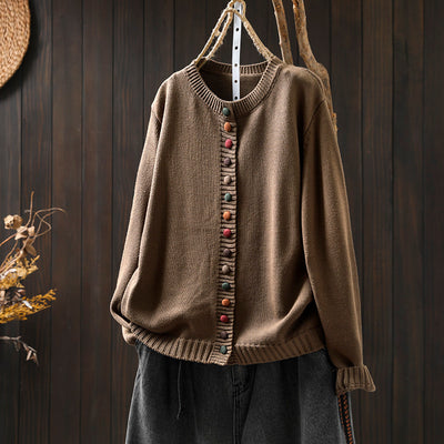 Cardigan de Algodón con Botones Coloridos - Corte Holgado y Efecto Adelgazante - Image 5