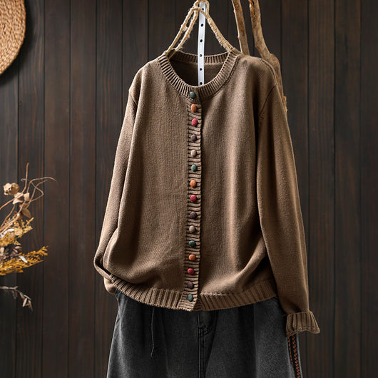 Cardigan de Algodón con Botones Coloridos - Corte Holgado y Efecto Adelgazante - Image 5