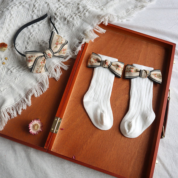 Conjunto de Accesorios para Bebé Recién Nacido - Diadema, Calcetines y Moño Decorativo