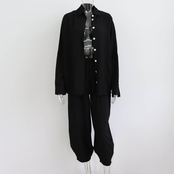 Conjunto Casual Polo Manga Larga y Pantalón Harem - Estilo Europeo Moderno