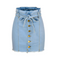 Falda Denim Cintura Alta con Cordones y Tela Elástica